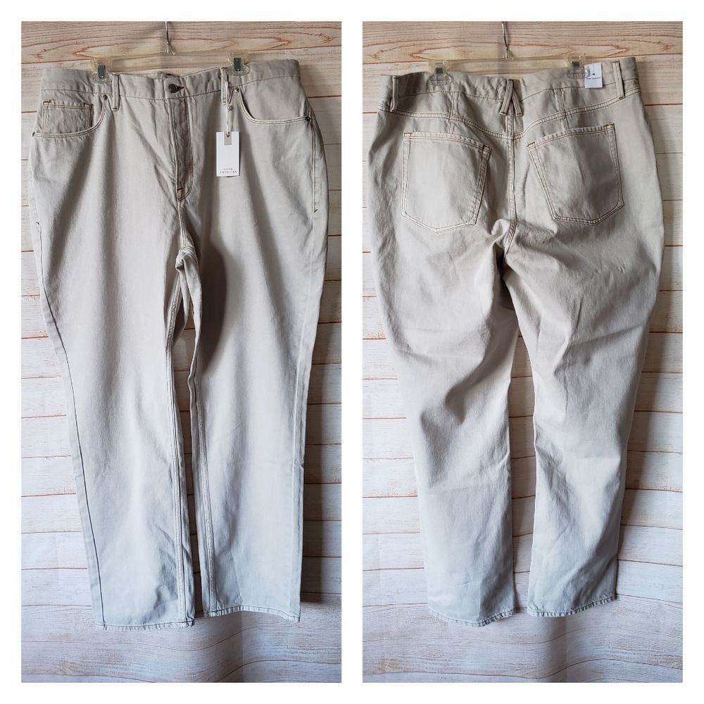 Good American High Waist 100% Cotton Jeans in Bone 001 Size 18
